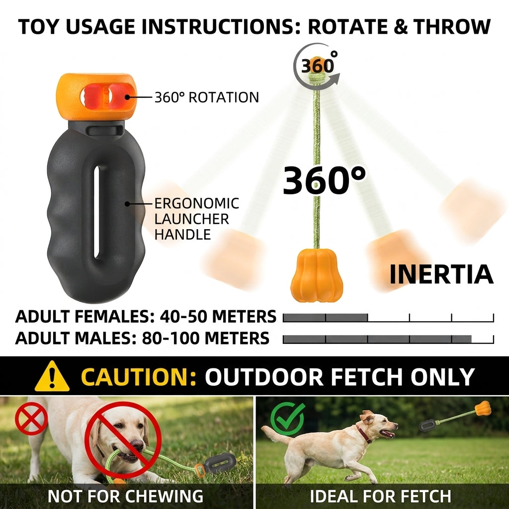 Interactive Pumpkin Squeaky Dog Toy with Durable Rope Handle
