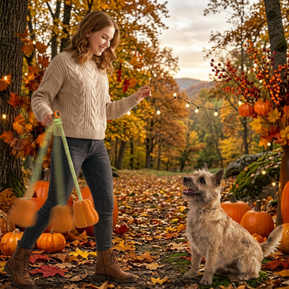 Interactive Pumpkin Squeaky Dog Toy with Durable Rope Handle